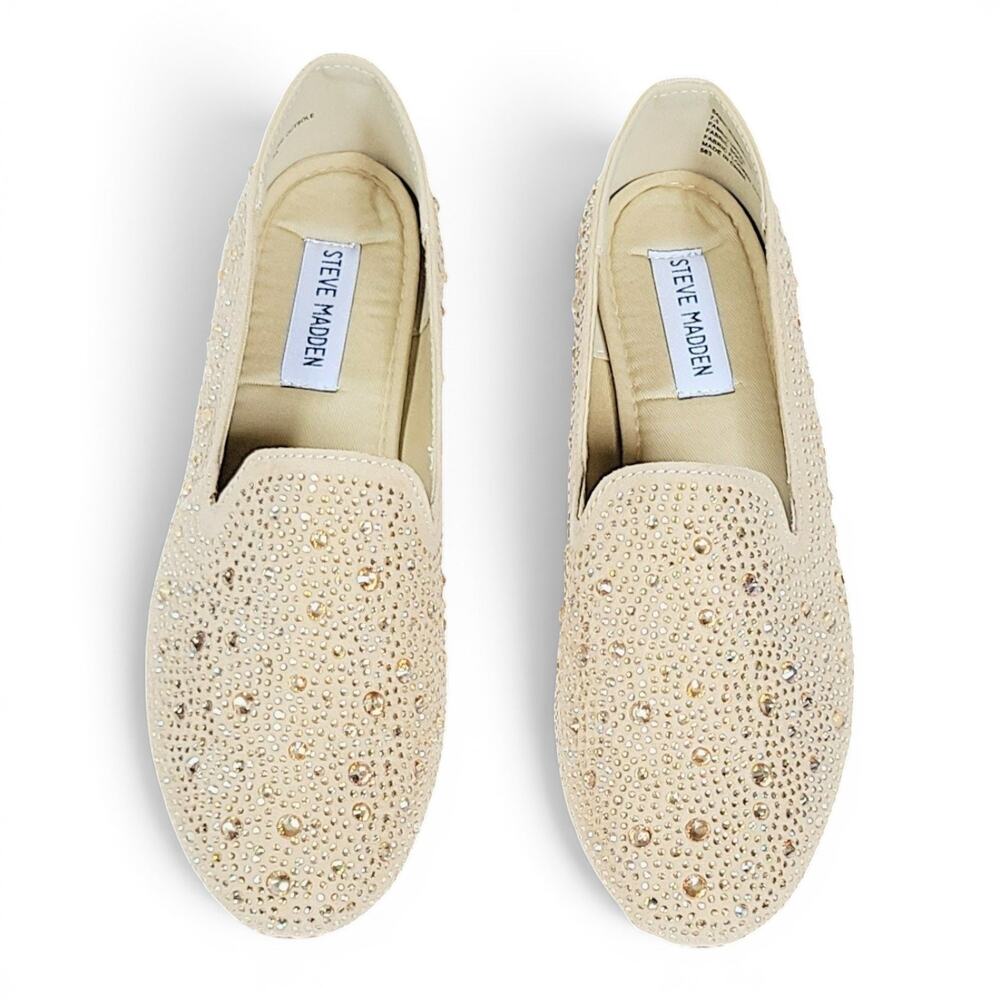NWT Steve Madden Women's Rhinestone Studded Comfort Shoes Slip On Flats